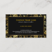 Elegant Black en Gold Floral Damaskers Visitekaartje (Achterkant)