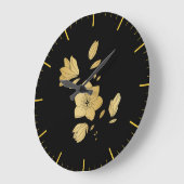 Elegant Black en Gold Floral Grote Klok (Hoek)