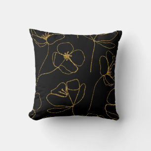 Elegant Black en Gold Floral Kussen