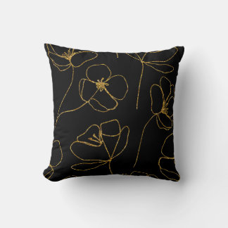 Elegant Black en Gold Floral Kussen