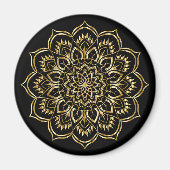 Elegant Black en Gold Floral Mandala Pattern Magneet (Voorkant)