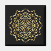 Elegant Black en Gold Floral Mandala Pattern Magneet (Voorkant)