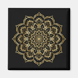 Elegant Black en Gold Floral Mandala Pattern Magneet