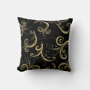 Elegant Black en Gold Floral Pattern Kussen
