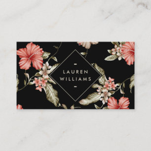 Elegant Black en Gold Floral Pattern Visitekaartje