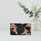 Elegant Black en Gold Floral Pattern Visitekaartje (Staand voorkant)