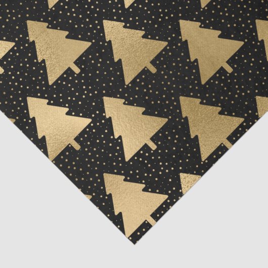 Elegant Black en Gold Foil kerstboompatroon Tissuepapier (Detail)