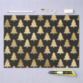 Elegant Black en Gold Foil kerstboompatroon Tissuepapier (Craft)