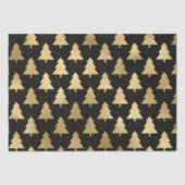 Elegant Black en Gold Foil kerstboompatroon Tissuepapier (Voorkant)