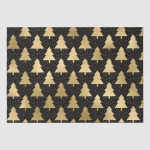 Elegant Black en Gold Foil kerstboompatroon Tissuepapier