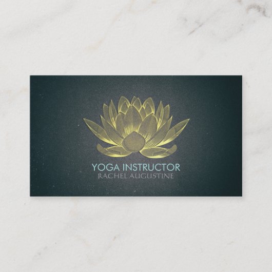 Elegant Black en Gold Foil Lotus Yoga Instructor Visitekaartje (Voorkant)