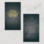 Elegant Black en Gold Foil Lotus Yoga Instructor Visitekaartje (Voorkant / Achterkant)