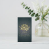 Elegant Black en Gold Foil Lotus Yoga Instructor Visitekaartje (Staand voorkant)