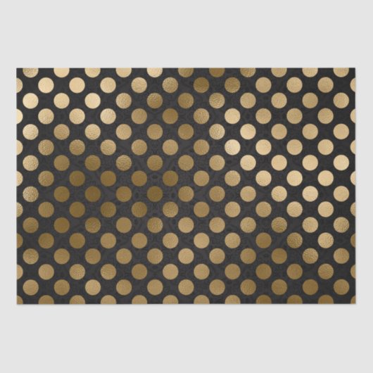 Elegant Black en Gold Foil Polka Dots Pattern Tissuepapier (Voorkant)