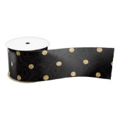 Elegant Black en Gold Foil Polka Dots Satijnen Lint (Spoel)