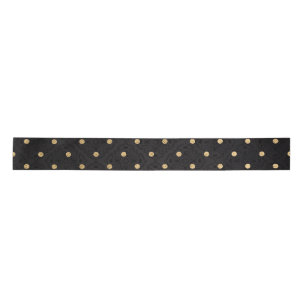 Elegant Black en Gold Foil Polka Dots Satijnen Lint