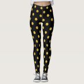 Elegant Black en Gold Foil Polka Pit Pattern Leggings (Voorkant)