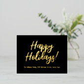 Elegant Black en Gold Foil Prettige feestdagen (Staand Voorkant)