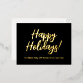 Elegant Black en Gold Foil Prettige feestdagen (Voorkant / Achterkant)