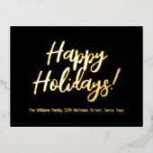 Elegant Black en Gold Foil Prettige feestdagen (Voorkant)