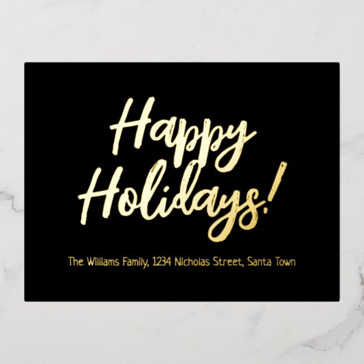 Elegant Black en Gold Foil Prettige feestdagen (Voorkant)