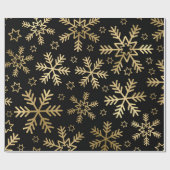 Elegant Black en Gold Foil Snowflakes kerst Cadeaupapier (Vlak)