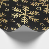 Elegant Black en Gold Foil Snowflakes kerst Cadeaupapier (Hoek)