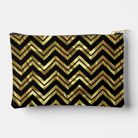 Elegant Black en Gold Geometric Chevron Pattern Etui (Achterkant)