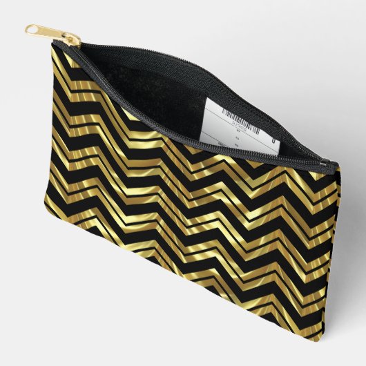 Elegant Black en Gold Geometric Chevron Pattern Etui (Open)
