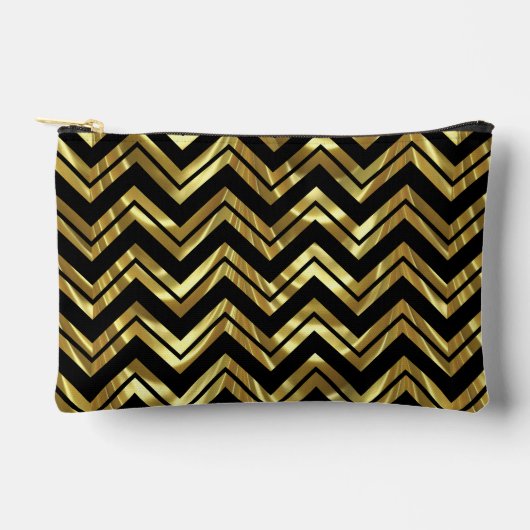 Elegant Black en Gold Geometric Chevron Pattern Etui (Voorkant)