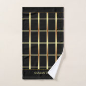 Elegant Black en Gold Geometric Squares Bad Handdoek (Handdoek)