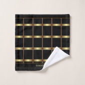 Elegant Black en Gold Geometric Squares Bad Handdoek (Wasdoekje)