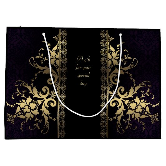  Elegant Black en Gold Gift Bag Groot Cadeauzakje (Achterkant)