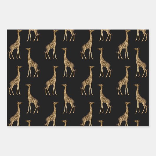 Elegant Black en Gold Giraffes Inpakpapier Vel (Voorkant 2)