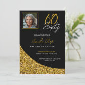 Elegant Black en Gold Glitter 60th Birthday Kaart (Staand voorkant)
