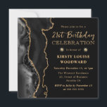 Elegant Black en Gold Glitter Agate 21st Birthday Kaart<br><div class="desc">Elegant Black and Gold Glitter Agate-ontwerp met zwarte marmer achtergrond en gouddiamanten clipart</div>