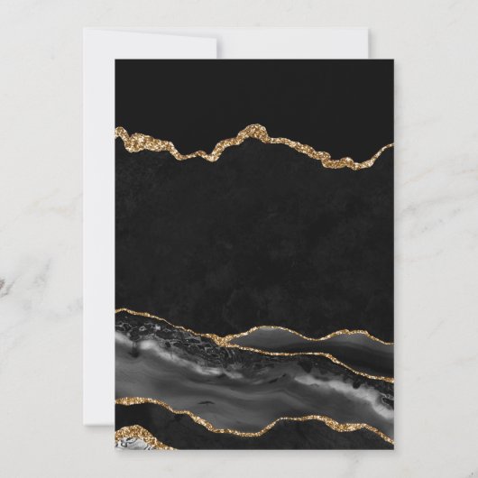 Elegant Black en Gold Glitter Agate 21st Birthday Kaart (Achterkant)