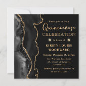 Elegant Black en Gold Glitter Agate Quinceanera Kaart (Voorkant)