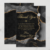 Elegant Black en Gold Glitter Agate Wedding Bedankkaart (Voorkant / Achterkant)