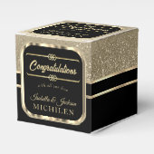 Elegant Black en Gold Glitter Bedankdoosjes (Voorkant Zijde)