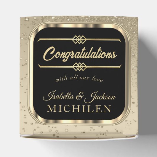 Elegant Black en Gold Glitter Bedankdoosjes (Bovenkant)