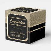 Elegant Black en Gold Glitter Bedankdoosjes (Achterkant)