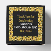 Elegant Black en Gold Glitter Dust Birthday Bedankdoosjes (Bovenkant)