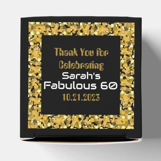 Elegant Black en Gold Glitter Dust Birthday Bedankdoosjes (Bovenkant)