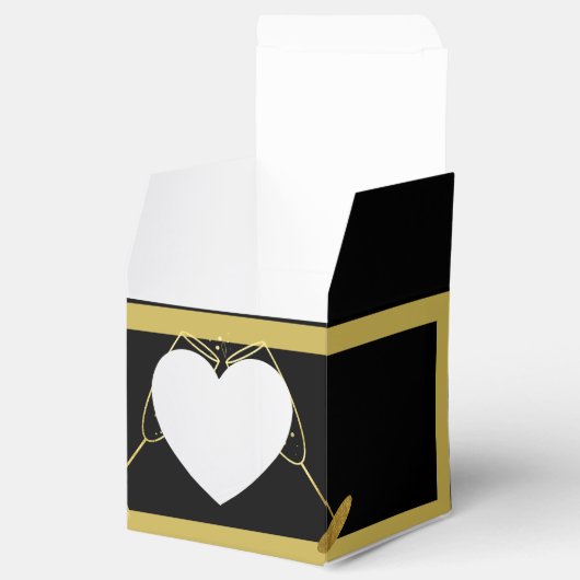 Elegant Black en Gold Glitter Dust Birthday Bedankdoosjes (Geopend)