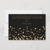Elegant Black en Gold Glitter Dust Birthday Bedankkaart (Achterkant)