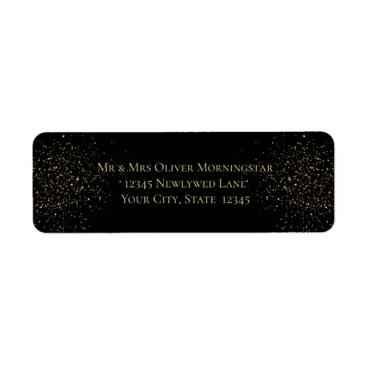 Elegant Black en Gold Glitter Etiket (Voorkant)