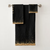 Elegant Black en Gold Glitter Girly Bad Handdoek (Insitu)