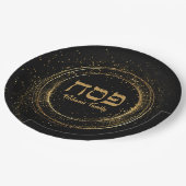 Elegant Black en Gold Glitter Hebreeuwse Passover Papieren Bordje (Gekanteld)