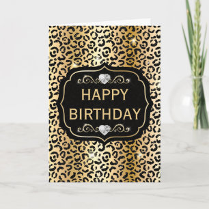 Elegant Black en Gold Glitter Leopard Spots Kaart